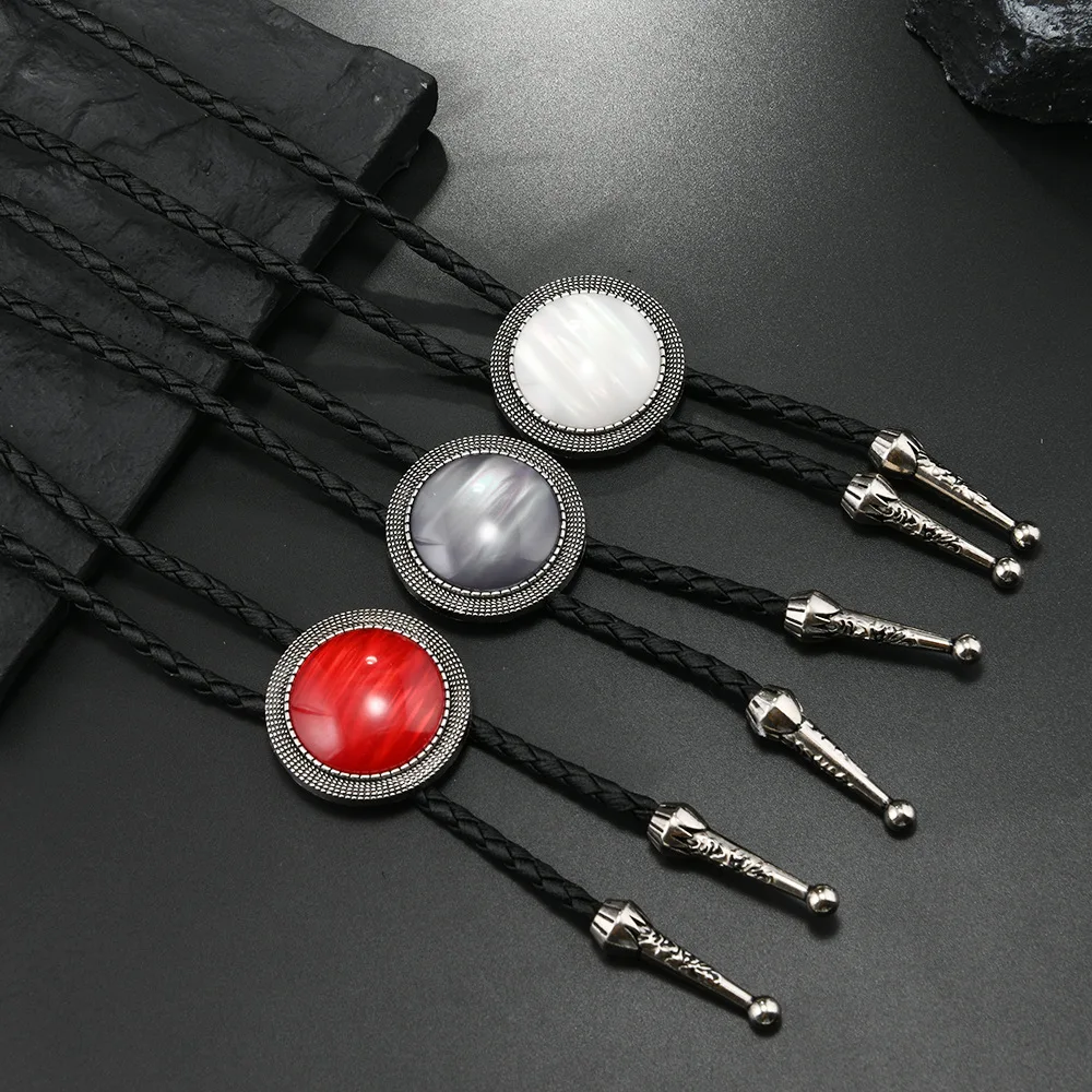 

New Arrival Fashion Round Bolo Tie for Men Western Cowboy Style Shirt Bowtie Necklace Trendy Jewelry High-Quality