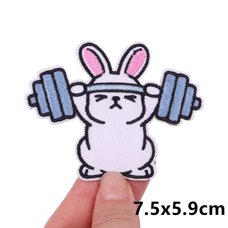 Cartoon Cat Rabbit Applique Sew On/Iron On Patches For Clothing Thermoadhesive Patches Animal Embroidered Patches On Clothes DIY