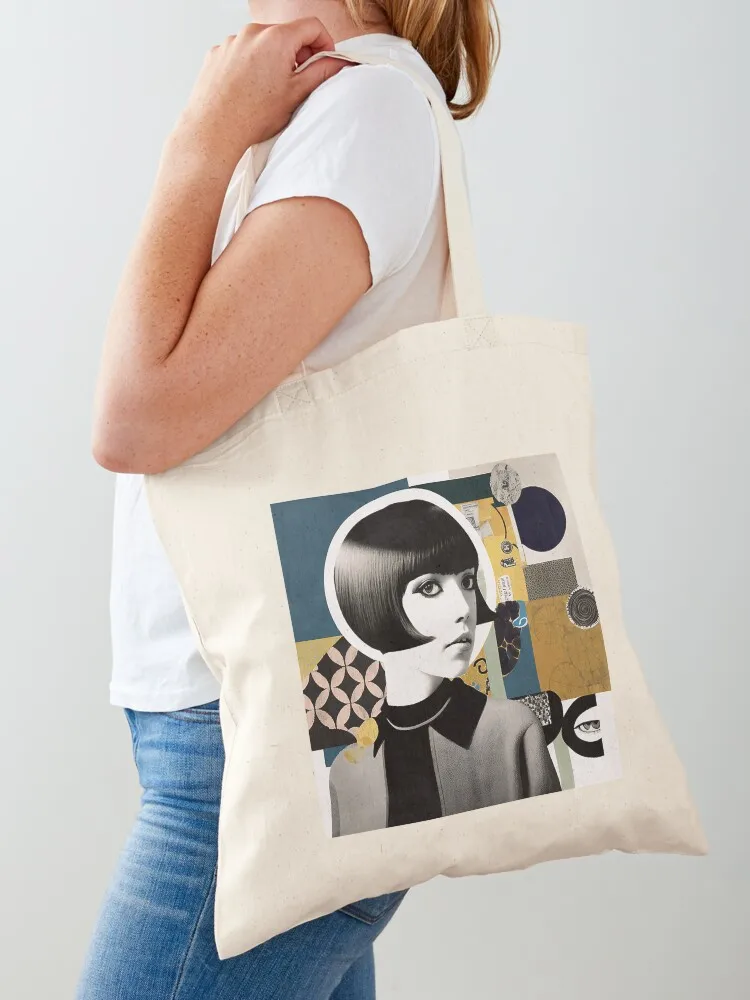 

Abstract Collage Mary Quant Tote Bag Canvas shoulder bag Canvas shopping bags foldable tote bag woman