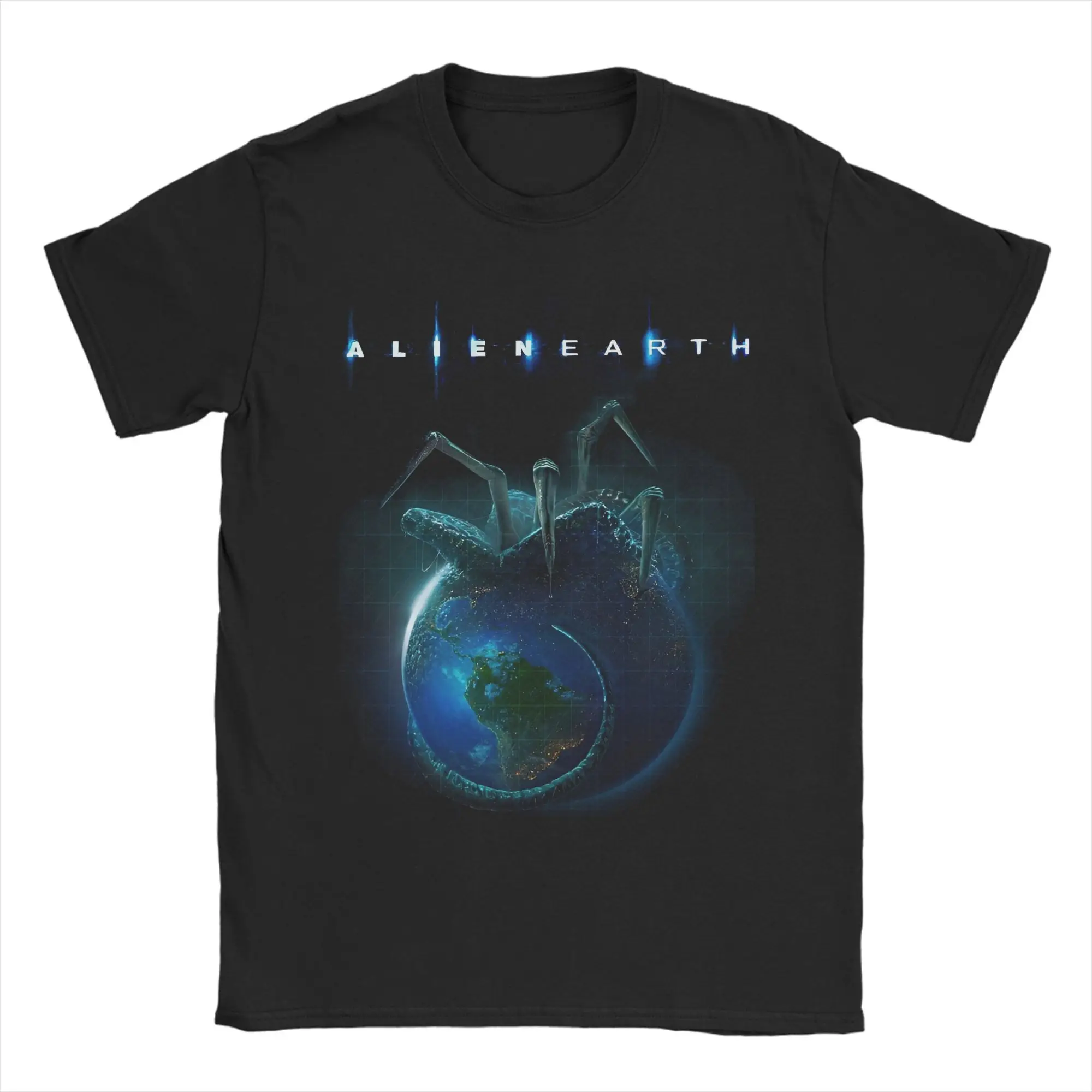 

Футболки для отдыха Sci-Fi Alien Earth 2025 с фильмом для мужчин и женщин, футболка из 100% хлопка, футболка с короткими рукавами, одежда больших размеров
