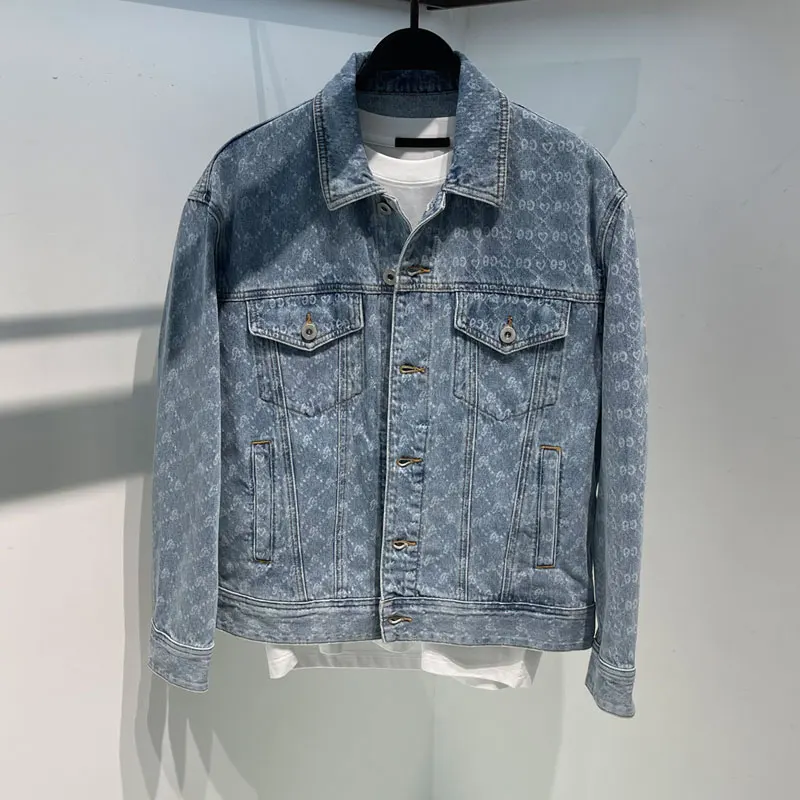 

Модная осенняя мужская джинсовая куртка с вышитыми буквами, повседневная рабочая одежда, стильная верхняя одежда BBJC325