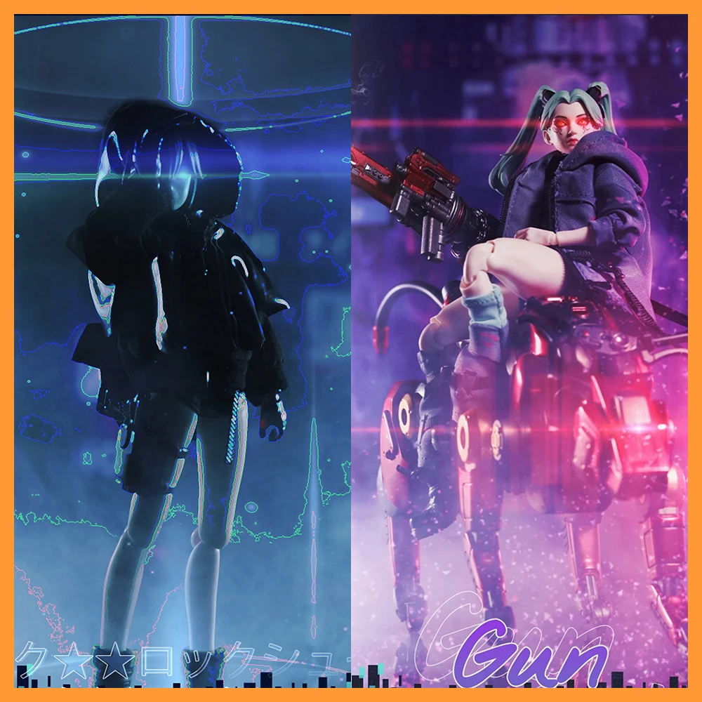 【Only Clothes Set】1/12 Scale Figma Black Rock Shooter Romankey Gun Girl Clothes Set for 7in Action Figure Body Model Toys DIY