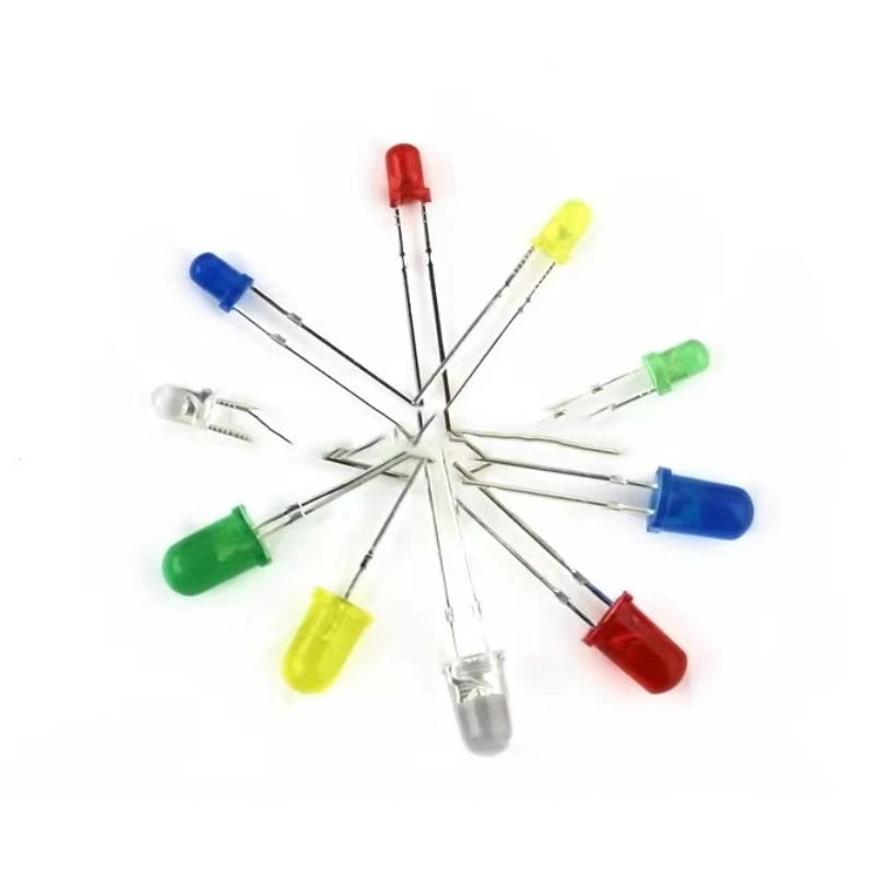 100 PCS,LED Light Emitting Diode Electronic Kit,3mm 5mm,LED Diodes Assorted Kit,White Green Red Blue Yellow,Indicator Lights