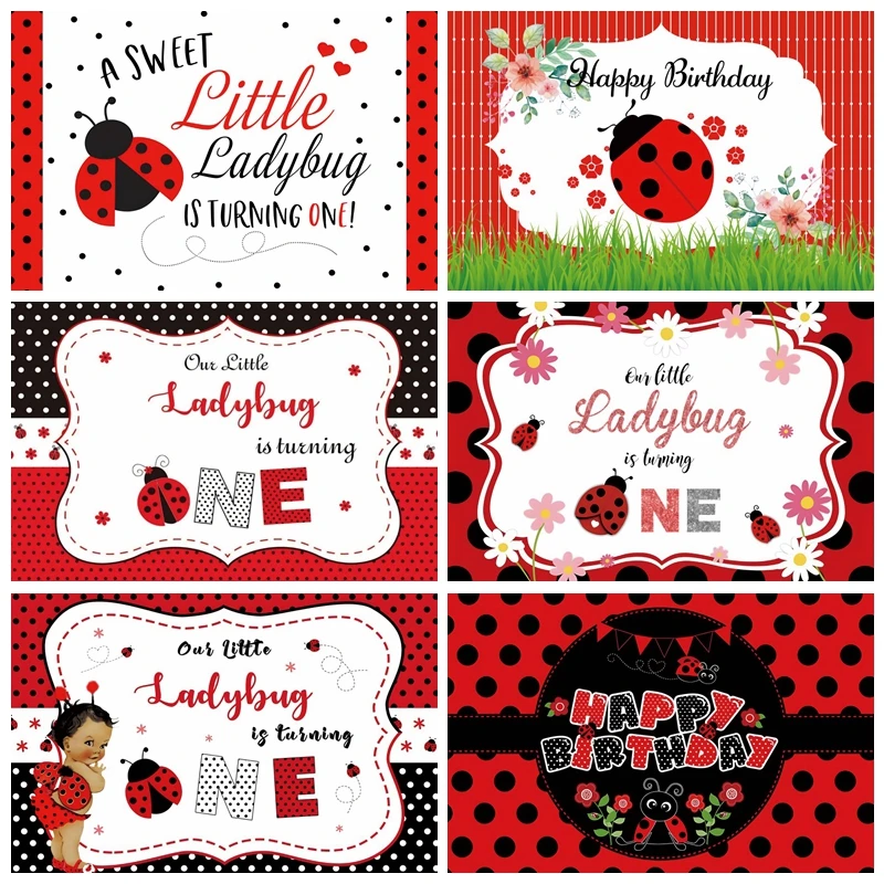 

Ladybug Birthday Backdrops For Photography Baby Shower Portrait Party Decor Background Photographic Photocall Photo Studio Props