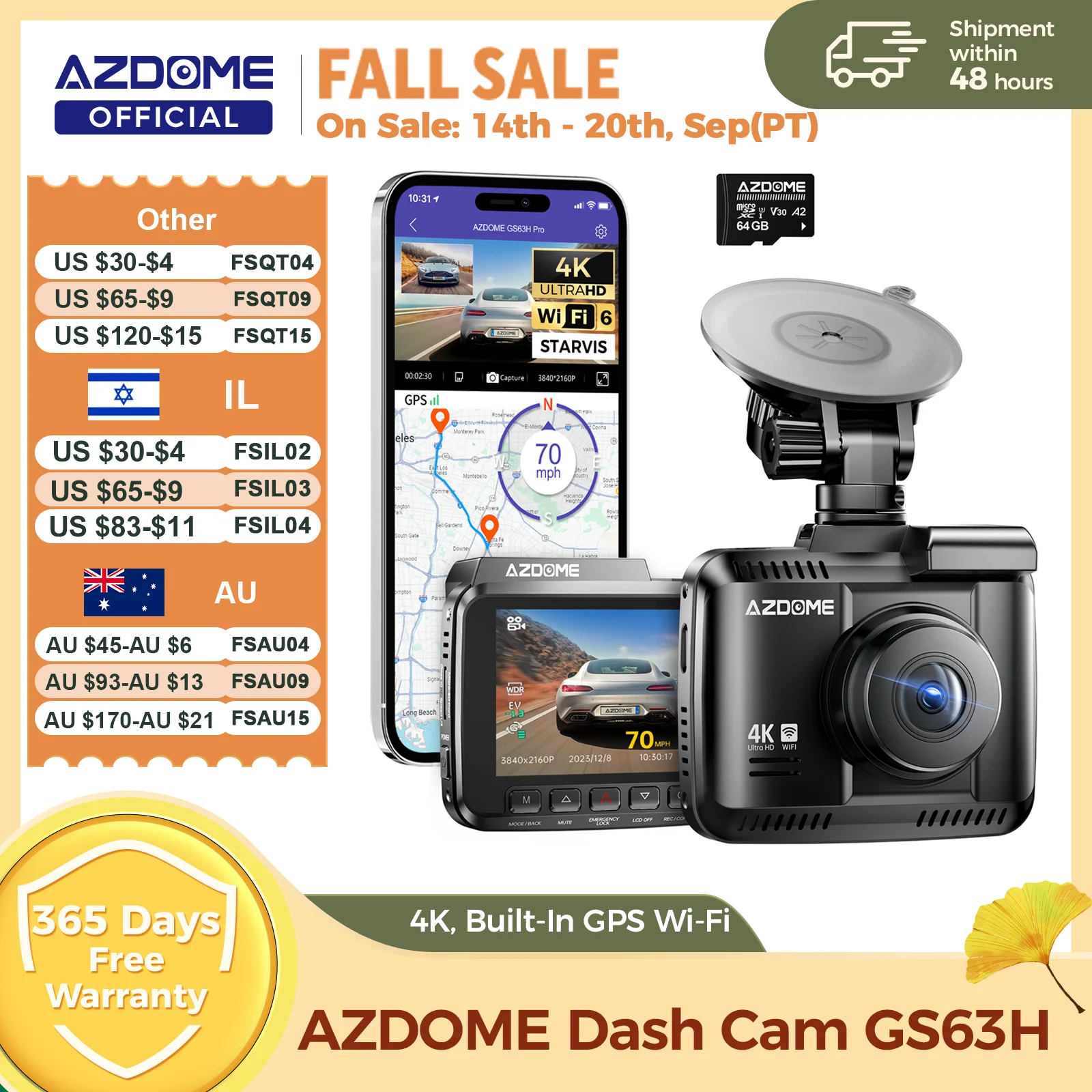 Home Cinema Blu Ray Sony - AZDOME Dash Cam GS63H 4K Built-In