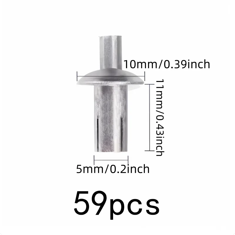 59 pcs 5*11mm Hammer Drive Rivets for Machinery Fastening, Hammer Strike Installation, No Special Tools Required