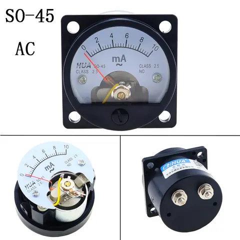 SO-45 AC mA Ammeter Pointer Analog Circular Marine Plastic Instrument Measuring Current Tools Factory Wholesale Genuine