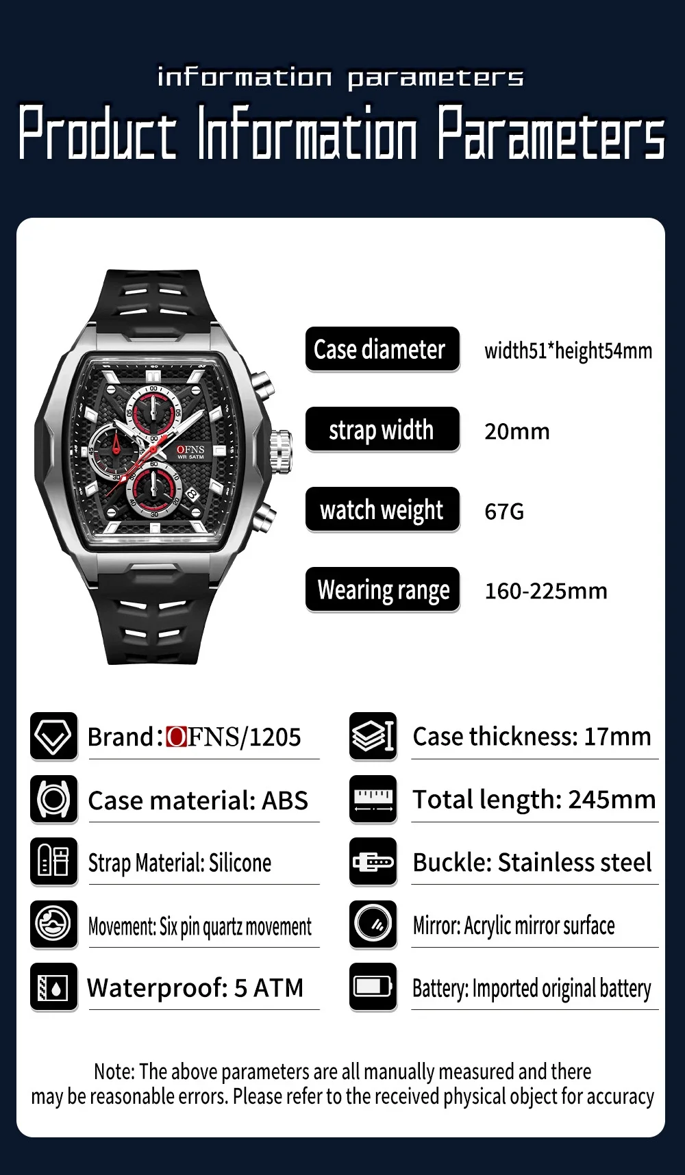 OFNSN العلامة التجارية 1205 ساعة إلكترونية جديدة رقمية متعددة الوظائف موضة الاتجاه ساعة رجالي سيليكون مقاوم للماء ساعة تنبيه الرجال