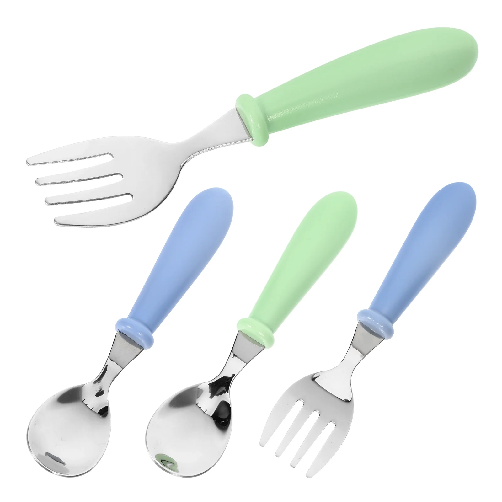 

4pcs Stainless Steel Children Fork Spoon Toddler Eating Utensils Baby Food Spoons Infant Feeder Tableware Set