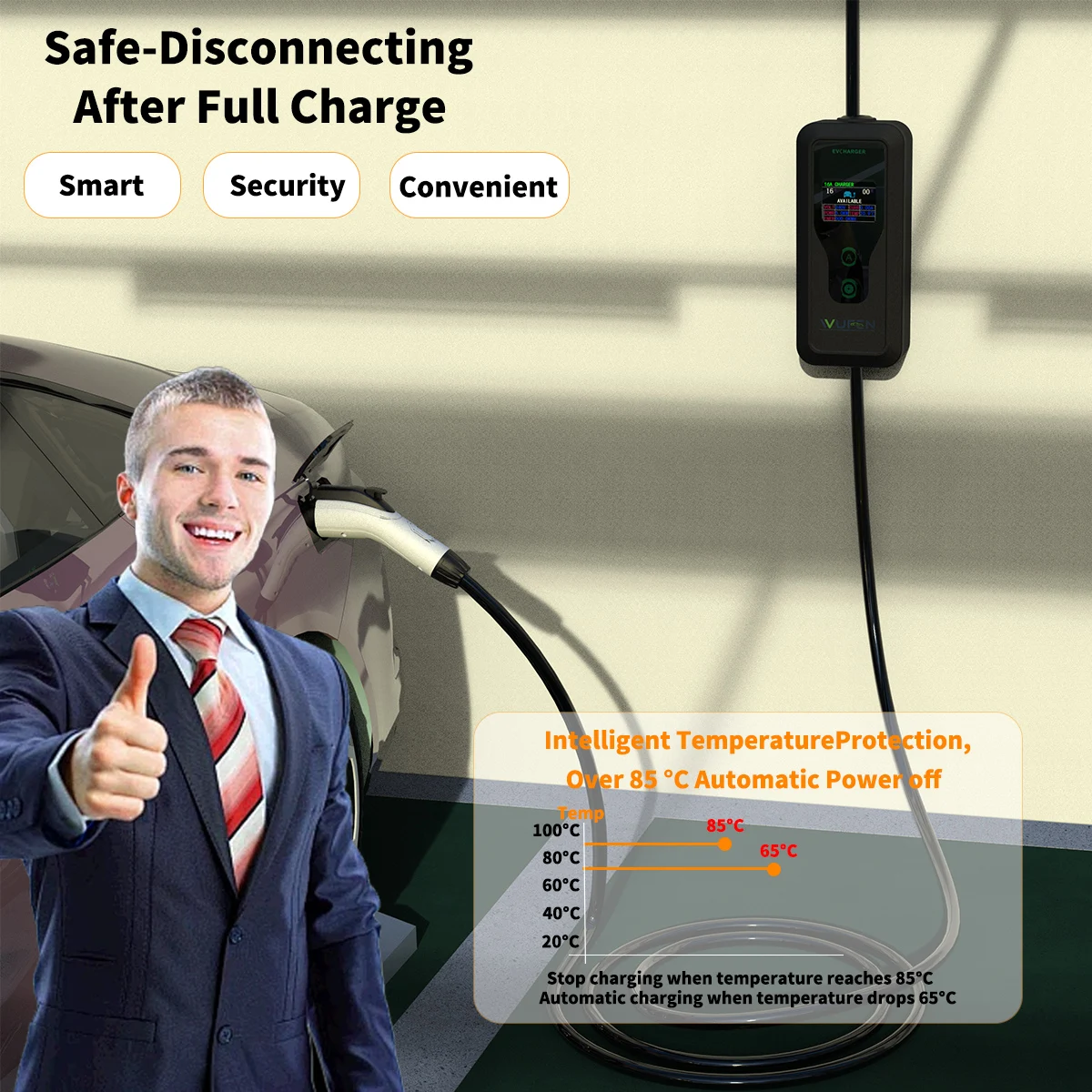 WUFEN AU/NZ 3.5 واط 16A شاحن سيارات كهربائية محمول GBT EVSE صندوق شحن وحدة تحكم صندوق الحائط لشحن السيارات الكهربائية الحالي قابل للتعديل