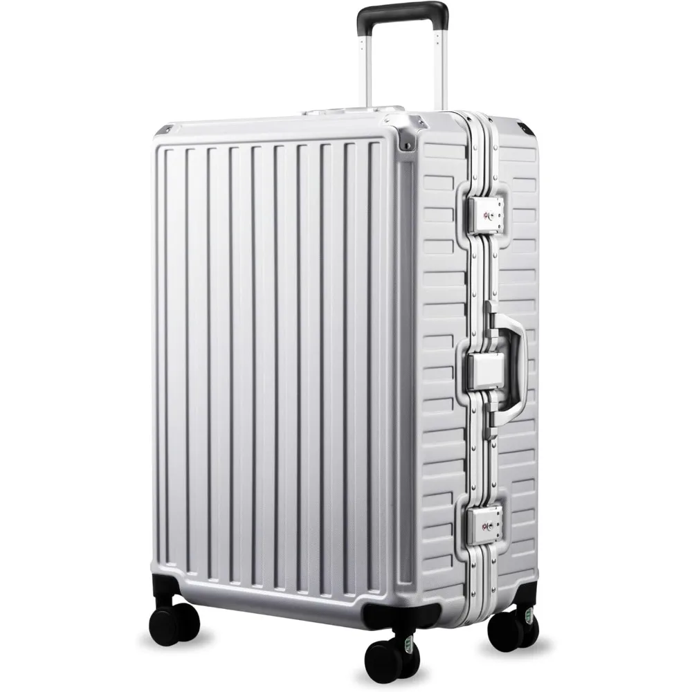 

Grid luggage with rotating wheels, aluminum frame without zipper polycarbonate hard shell luggage