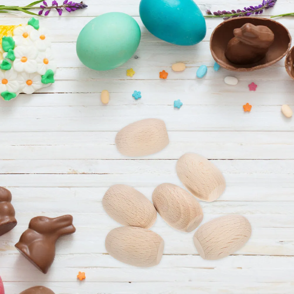 

5Pcs Graffiti Party Ornaments Blank Mini Wood Crafts for DIY Painting Unfinished Wooden Eggs Decor Mini Wood Crafts