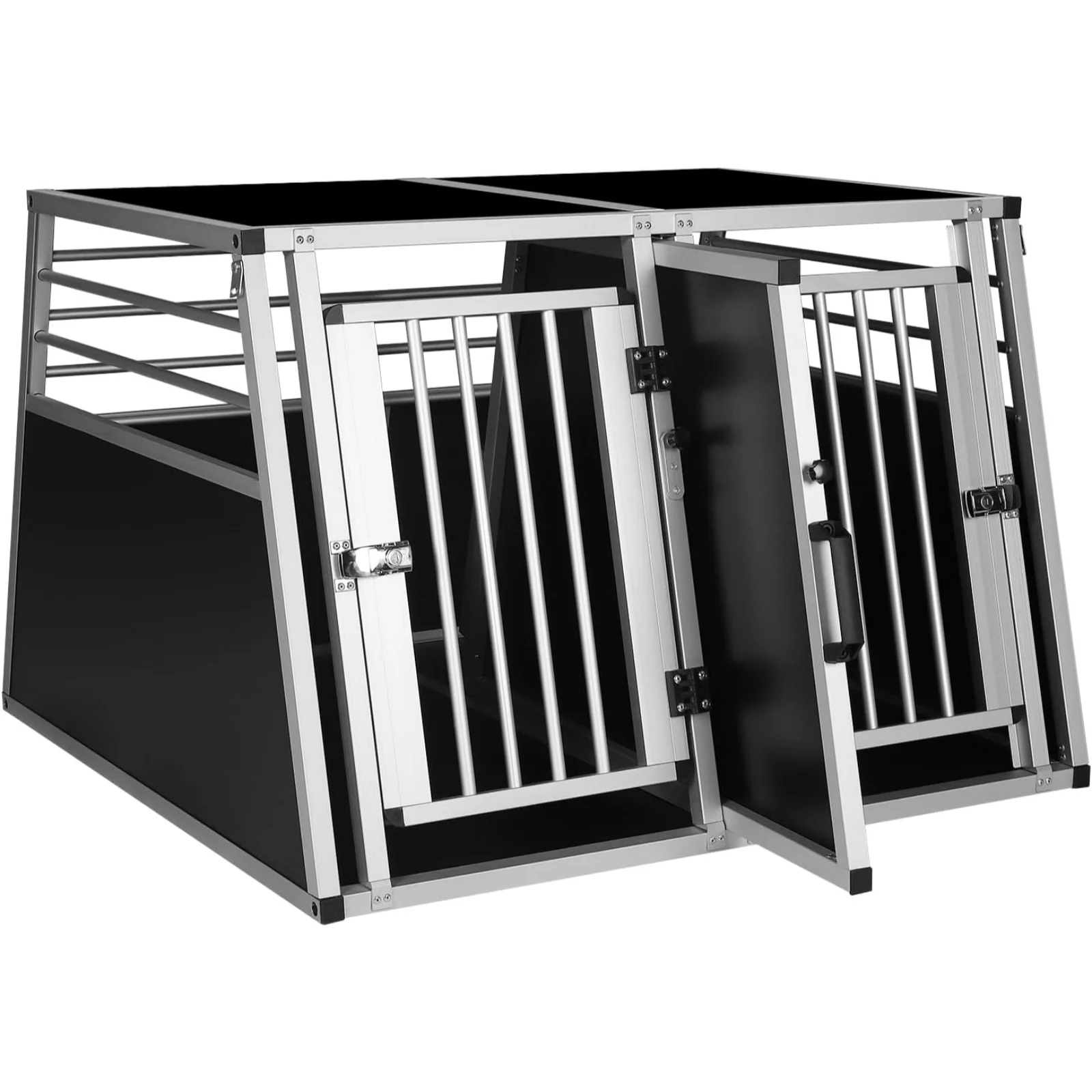 EUGAD - Caja de Transporte Robusta para Perros, Transportín de Aluminio para Mascotas con Divisor Extraíble, 2 Puertas, para Perros Medianos y Grandes como Samoyed, Labrador, Husky, Pastor