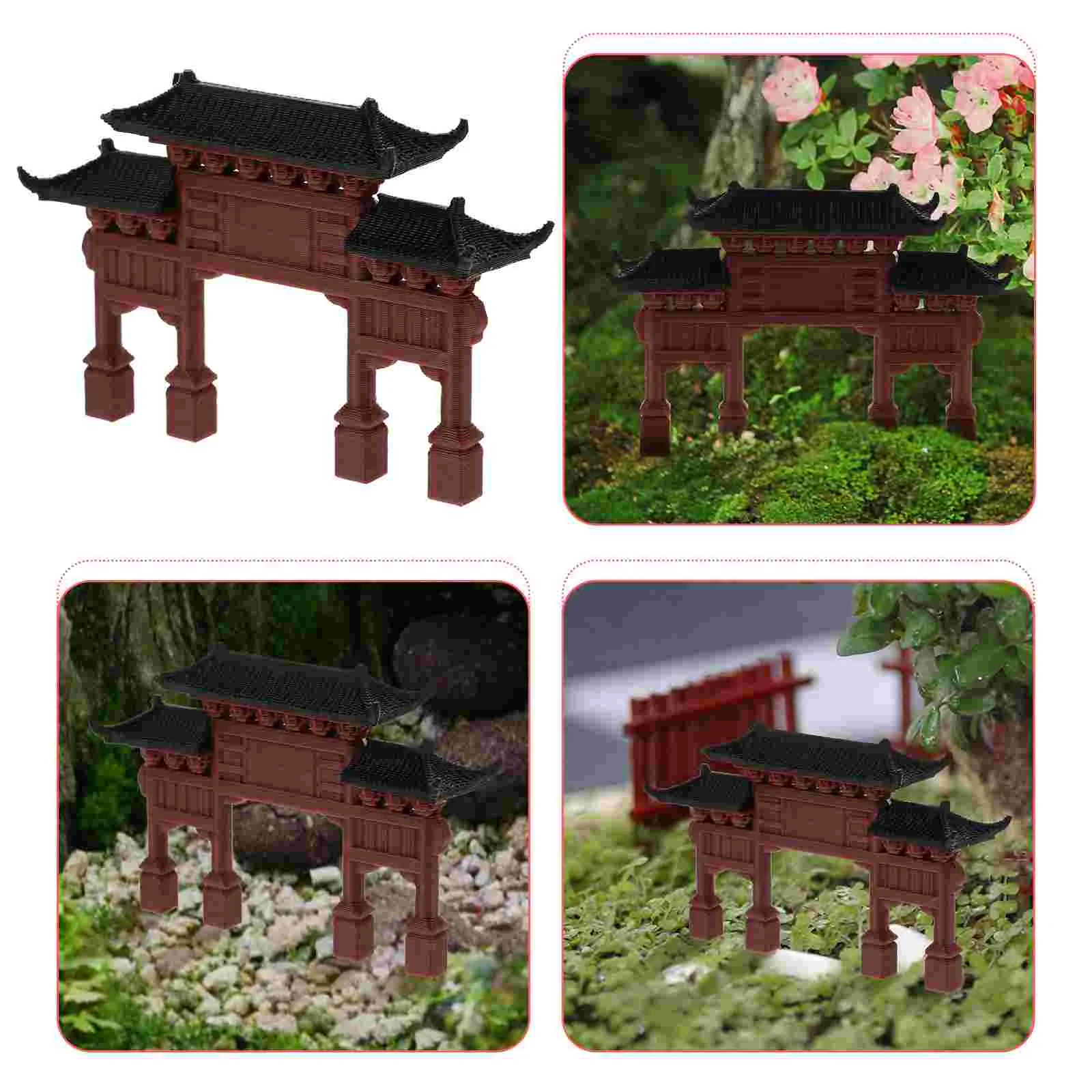 

Miniature Ancient Building Model Chinese Memorial Gate Decoration for Garden Aquarium Landscape Props