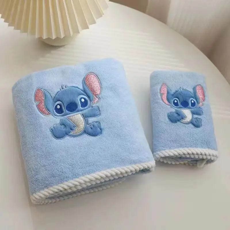 Disney Lilo Stitch Washcloth Bath Towel Anime Cute Hands Beach Hair Facecloth Kids Suction Extra Thick Quick Drying Textile Gift