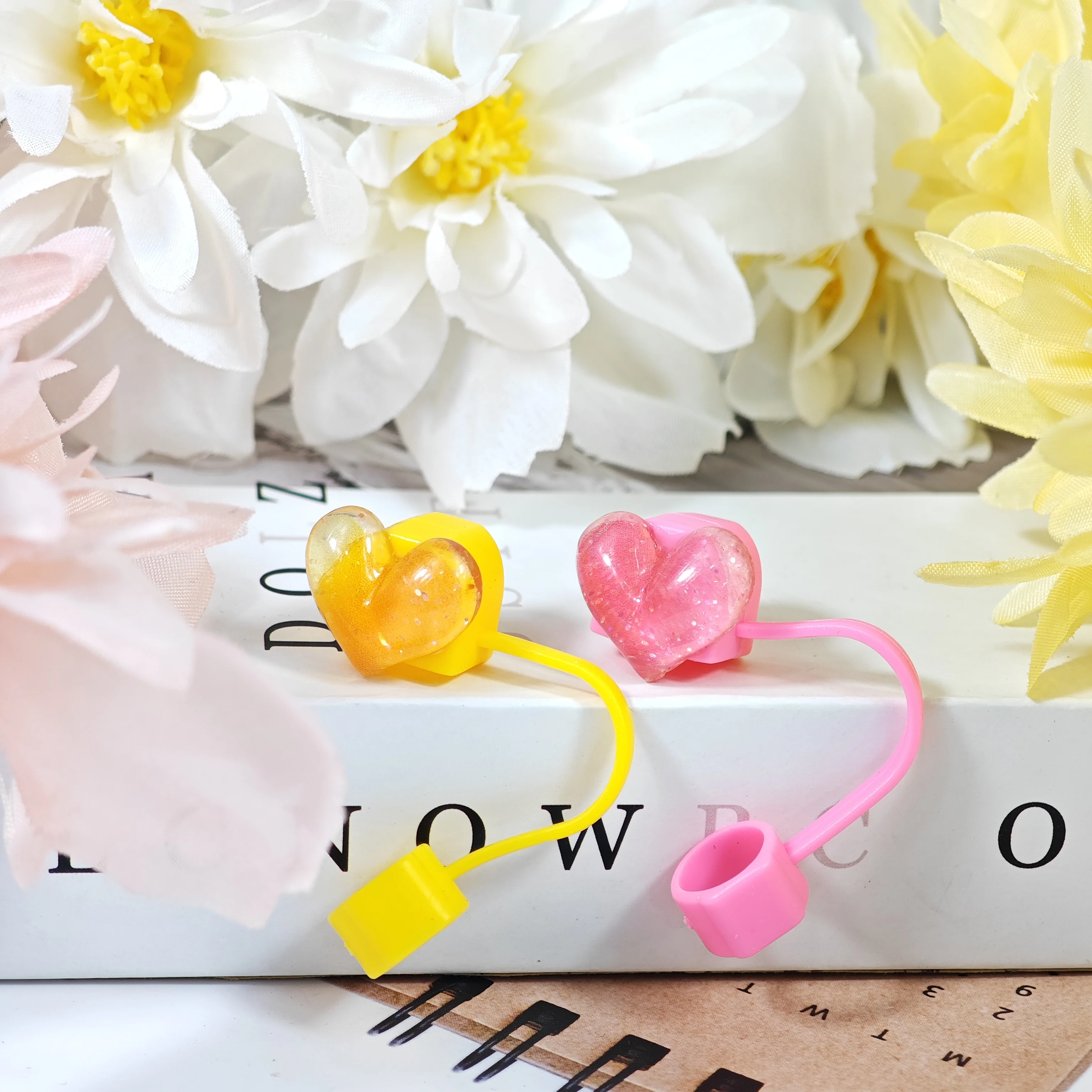 New Heart-Shaped Silicone Straw Cap Dust Plug Straw Cover Protective Case - Detail 1