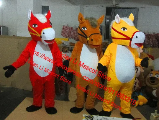 High Quality Adult Red Yellow Brown Horse Mascot Clothing Movie Props Cartoon Role-Playing Advertisements Games Gifts 465