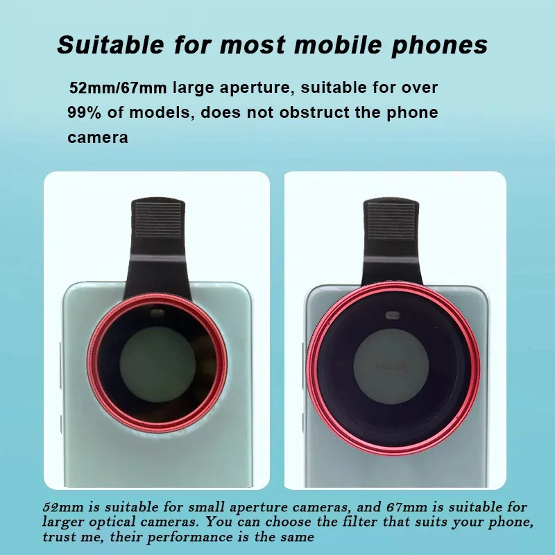 ชุดฟิลเตอร์ CPL ANLAIKE สีแดง 52MM 67mm สำหรับการถ่ายภาพโทรศัพท์และแท็บเล็ต เลนส์โทรศัพท์มือถือ