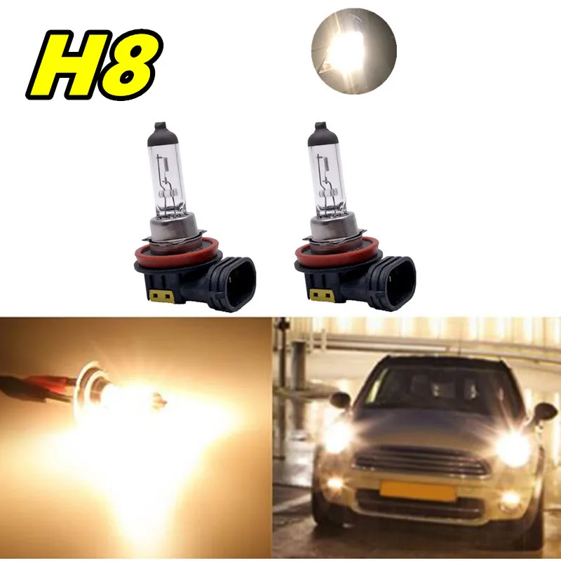2 Pcs H8 Series Halogen Auto Bulb 12V35W Rainbow Blue White Yellow Fog Lamp Automobile Headlamp Light