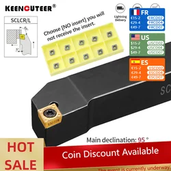 External Turning Tool 95 Degrees Holder End Face CCMT Carbide Inserts Lathe CNC Cutting Tools Set SCLCR/L 1616 2020 2525