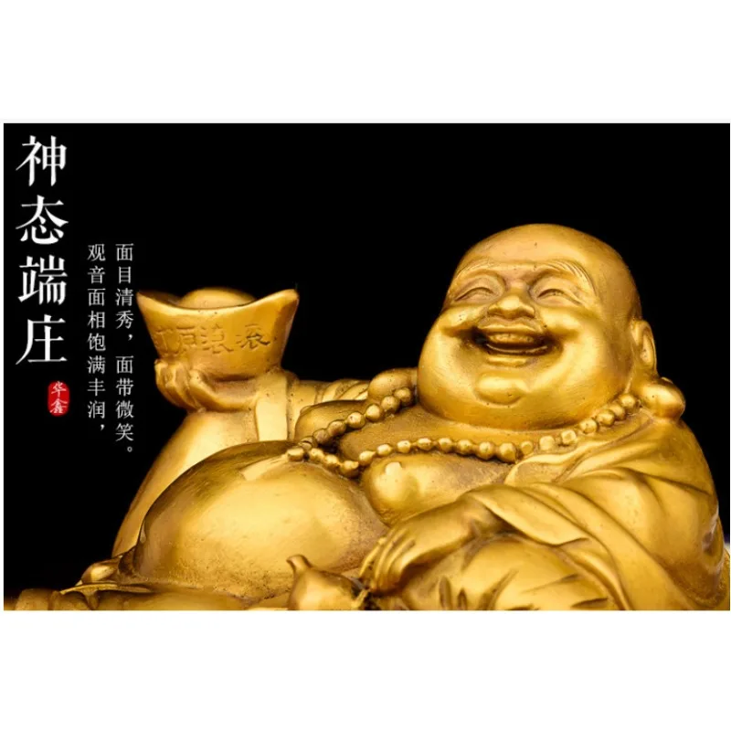 Golden Sitting Maitreya che ride Buddha Statue sculture figurine ornamenti Feng Shui Garden Home Decoration Statue di Buddha