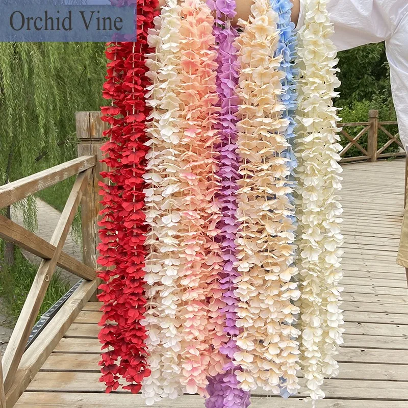 

10/20/50 100cm Artificial Flower Orchid Rattan Hydrangea Vine Wedding Ceiling Decoration Wisteria Flower Wall Hanging Backdrop