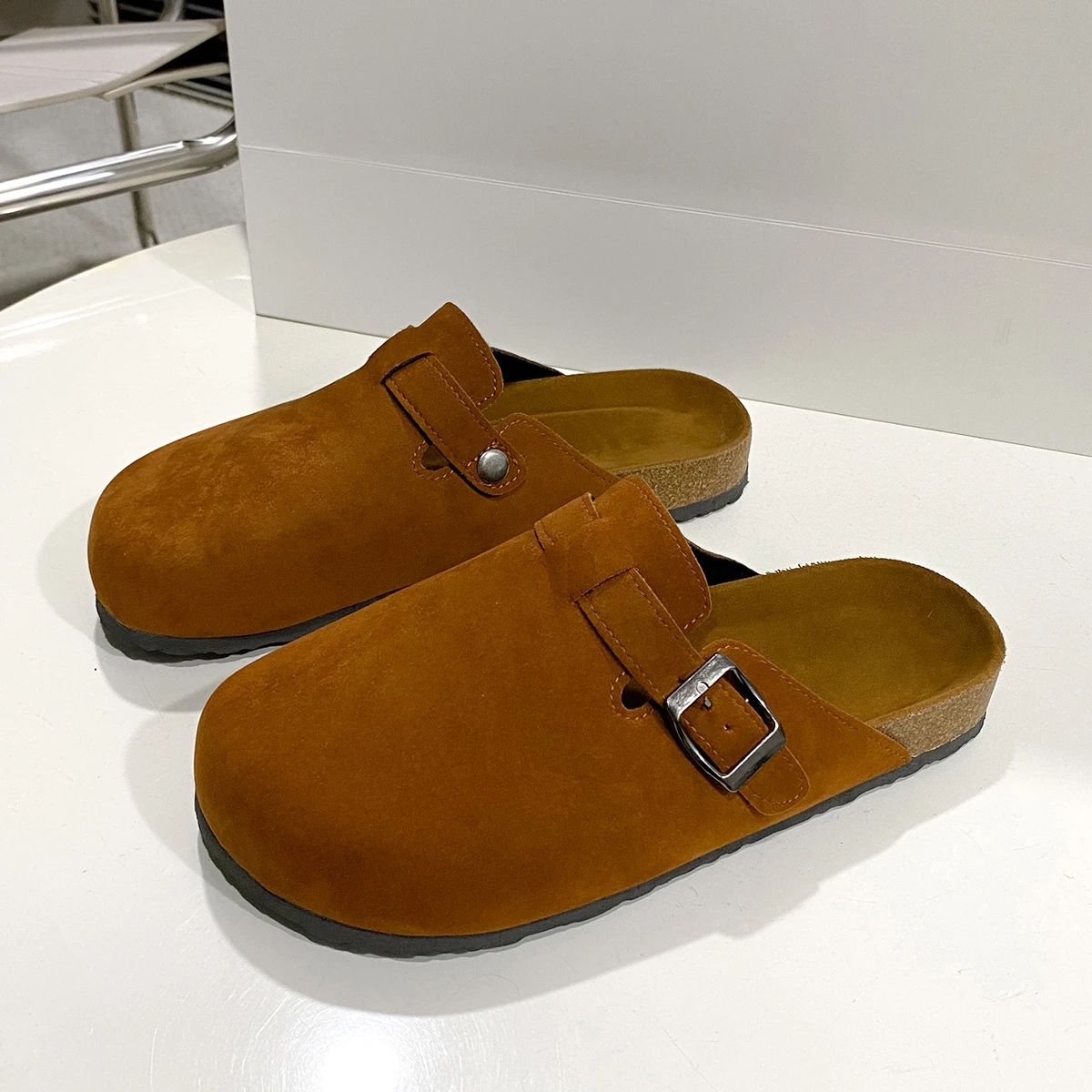 Fashion Men's Suede Mules Slippers New Women Clogs Cork Insole Sandals with Arch Support Outdoor Beach Slides Home Shoes view 6