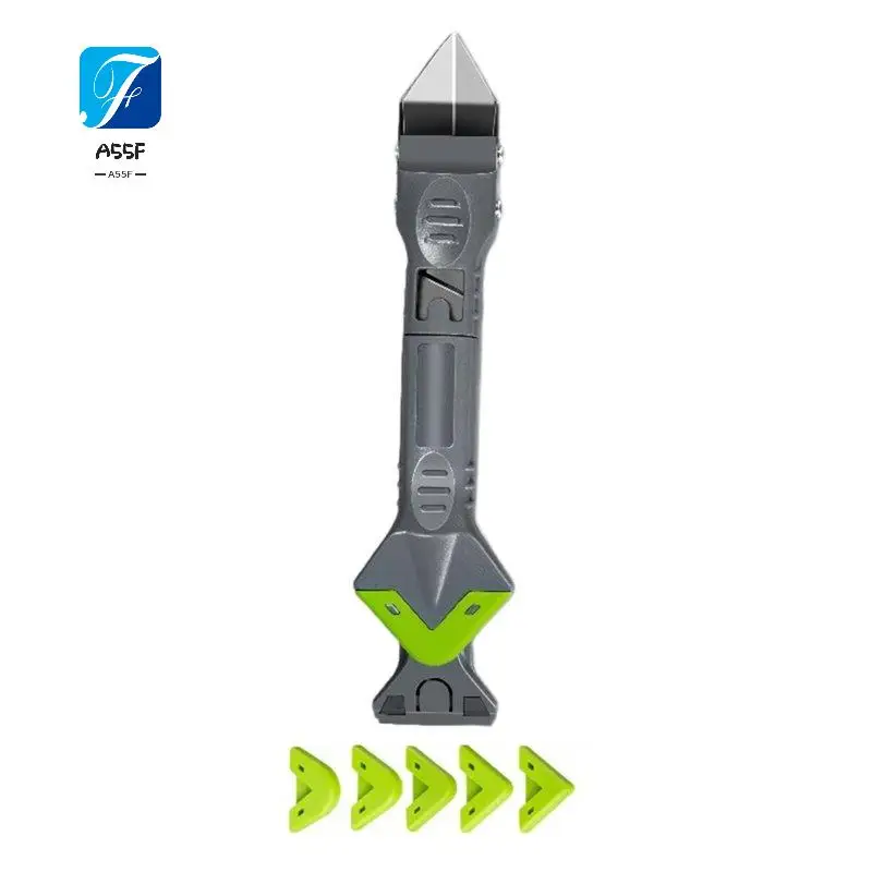 A55F-5-In-1 Silicone Caulking Tool Set - Scraper,Smooth Remover,Grout Finisher Kit For Floor Mould Removal & Home Improvement