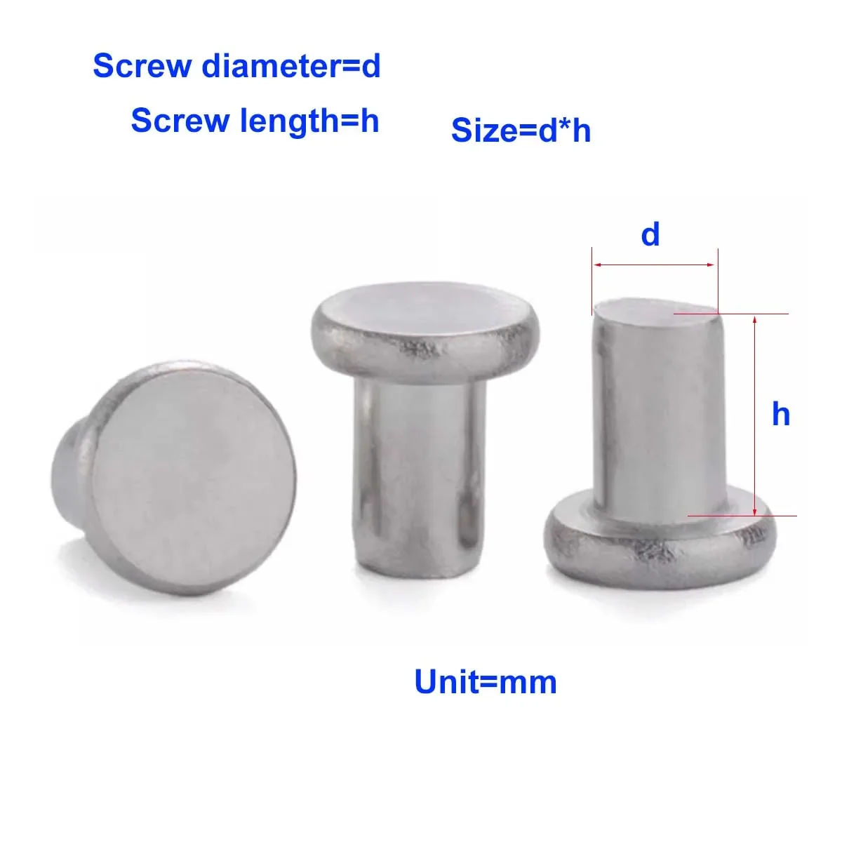 

304 Stainless Steel Flat Head Tapping Flat Cap Solid Rivet M2M2.5M3M4M5M6M8