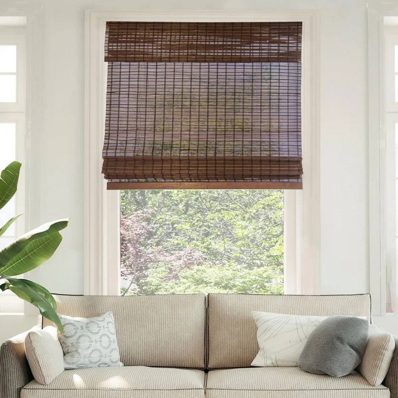 Bamboo Roman Shades - Customer Favorite Light Filtering Blinds for Windows, Premium Quality, Ideal for Home, Buffalo Brown, 34