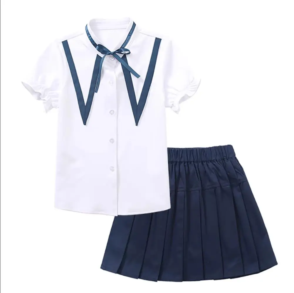 Uniforme escolar estilo britânico para crianças, conjuntos de roupas infantis, meninas adolescentes, estudantes, meninos, trajes de concerto, camisa e saia