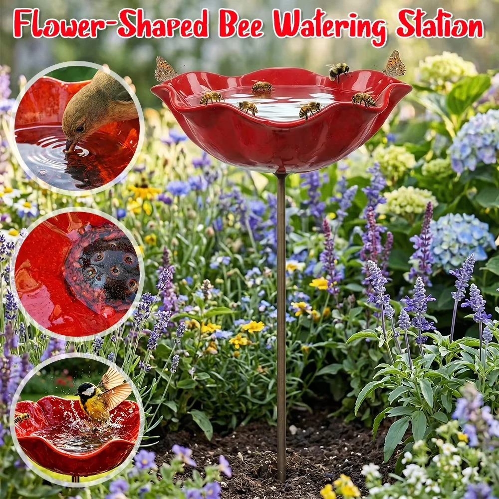 

Flower-Shaped Ceramic Bee Watering Station Wild Bees And Insects Insect Drinker Outdoor Garden Insect Drinking Tool Yard Decorat