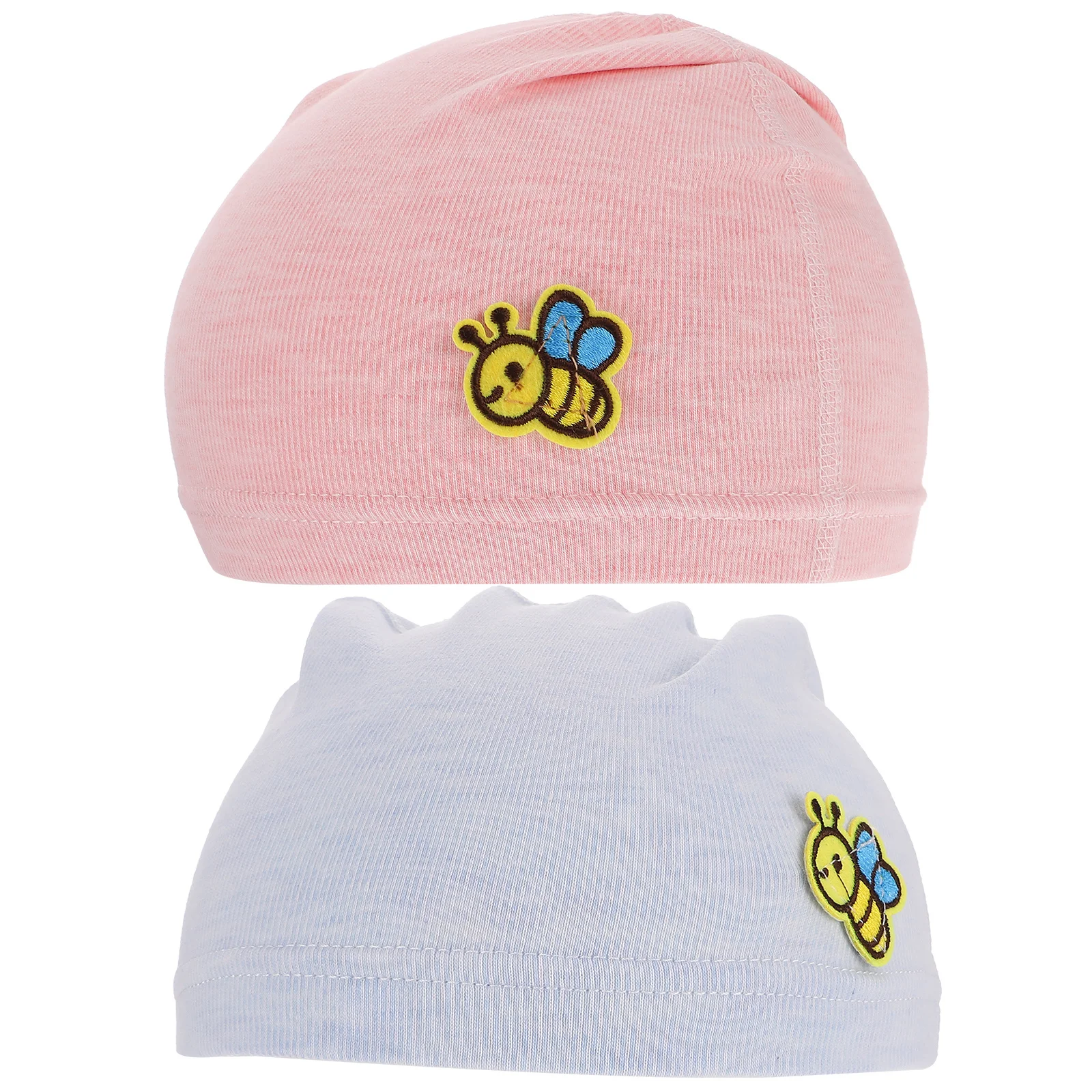 

2Pcs Baby Hats Breathable Cotton Elastic Newborn Caps Durable Portable Baby Supply Breathable Newborn Hats Home Supply