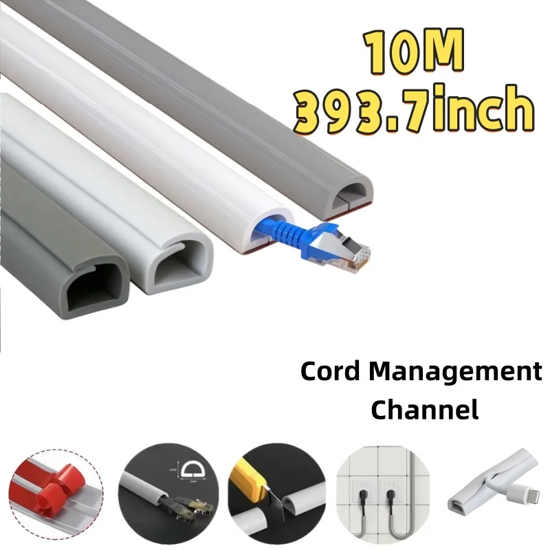 Flexible Cord Management Channel,Invisible Decorative Wire Cover,Anti-Step Protector,Adhesive Cable Raceway (10/5/3/2/1)
