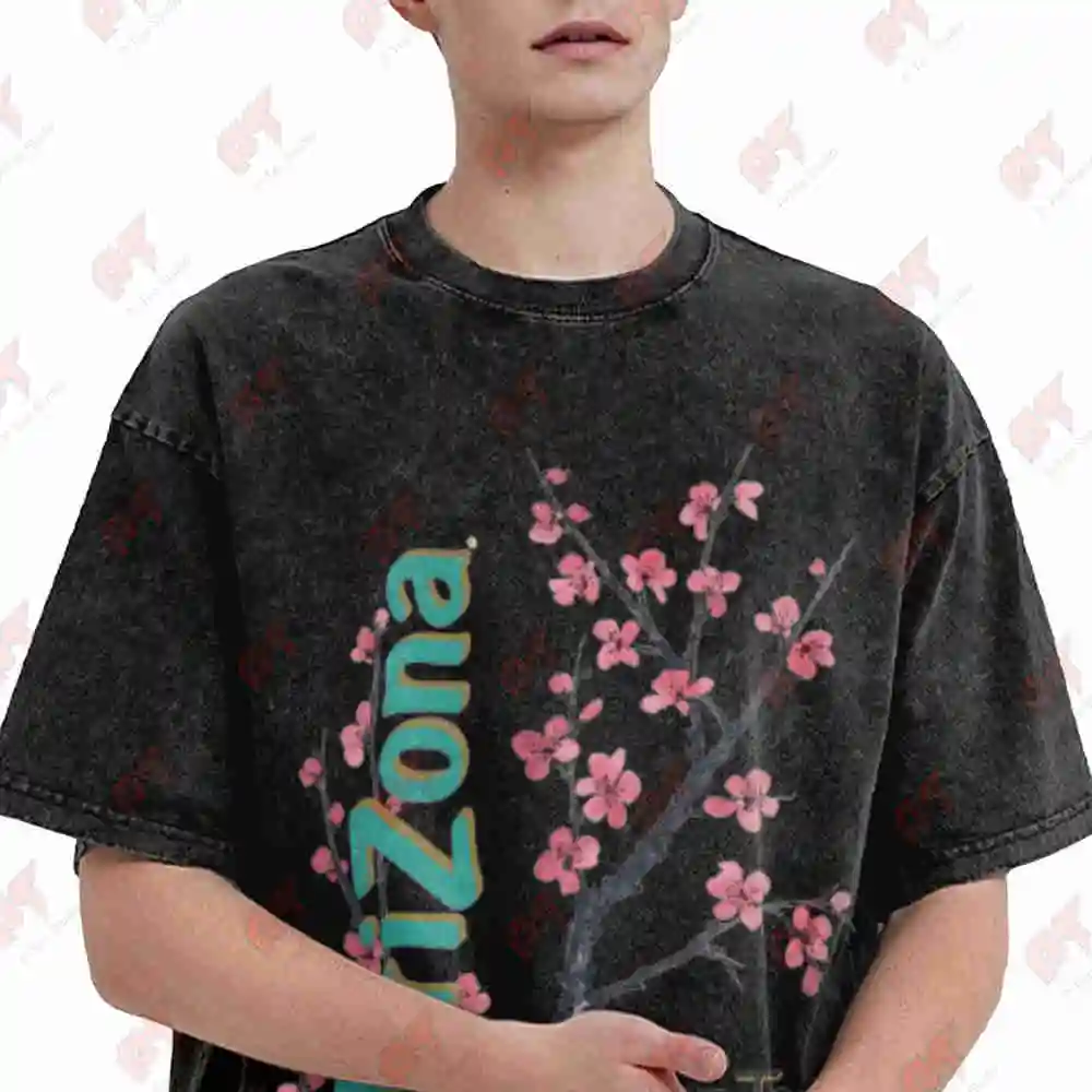 Arizona Green Tea Ginseng Honey Vintage Washed Tee Pure Cotton T-Shirt