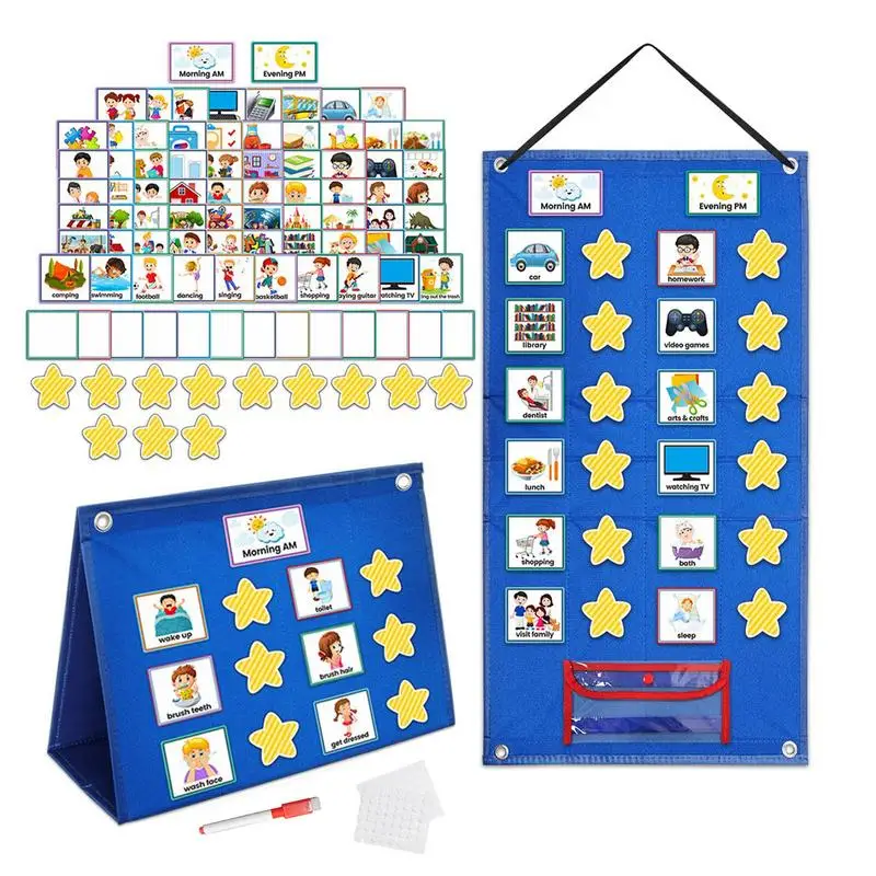 

Daily Routine Chart For Kids Toddler Wall Schedule Daily Schedule Pocket Chart With 72 Cards Visual Schedule For Home School