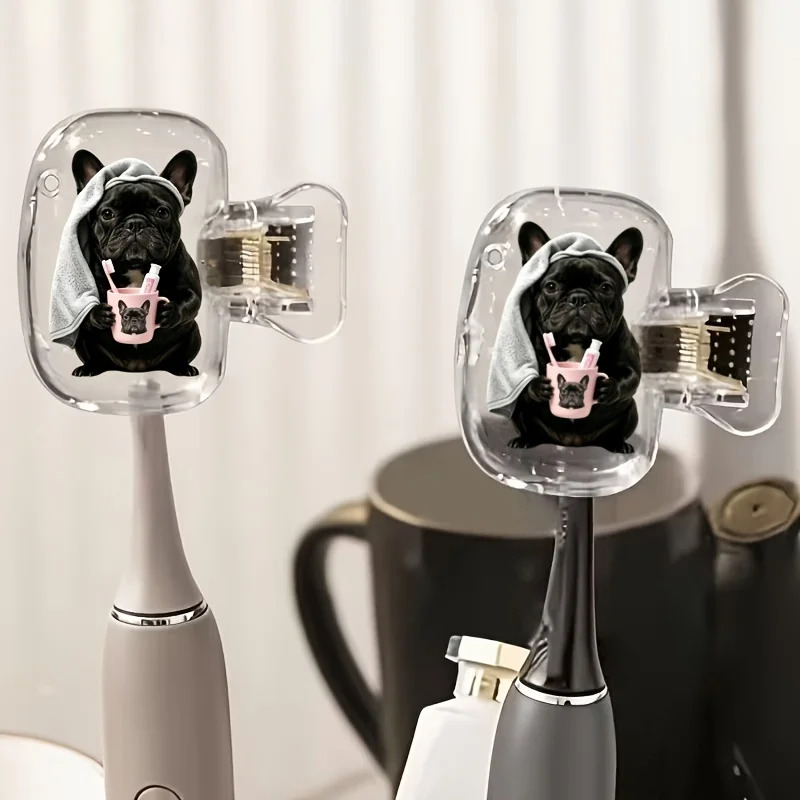 2pcs Cute French Bulldog Portable Toothbrush Head Cover Outdoor Trips Storage Box Daily Use Bathroom Accessory for Home Travel