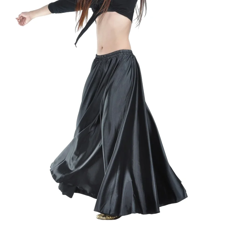 

Satin Skirt Belly Dance Costume Women Gypsy Skirts Dancer Practice Wear Maxi Skirt 12 Color Assorted Solid White Black Arabic
