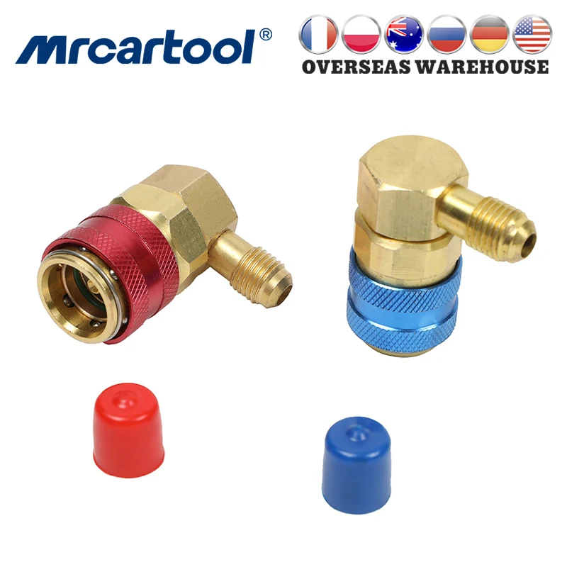 

MR CARTOOL R134a High Low AC Quick Coupler Adapter Adjustable 1/4" SAE HVAC Fitting Freon Manifold Gauge Hose Conversion Kit