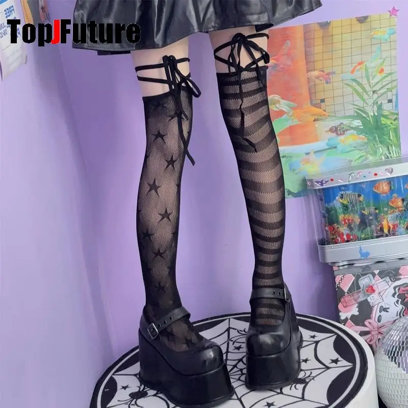 اليابانية Y2K فتاة حار الجوف مشبك شخصية عصرية ثقافة فرعية القوطية لوليتا جوارب خمر مهرجان الموسيقى خلع الملابس #5