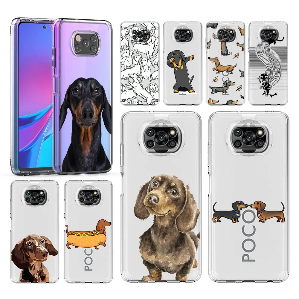 

Phone Case For Xiaomi Poco X6 X5 NFC X3 F6 F5 Pro F4 F3 M3 14 13T 12T 12 13 Lite 11 5G Clear Cover Dachshund Sausage Dog