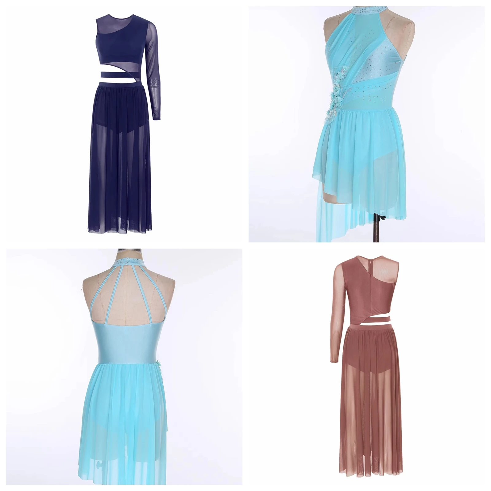 Robe de danse pour femme, justaucorps élégant en maille pour ballet, gymnastique, patinage artistique, danse lyrique et moderne