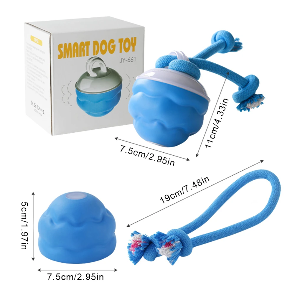 Interactive Dog Toys Ball Electric Rolling Ball with Rope Motion Activate Cat Toy USB Rechargeable 3 Modes for Small Medium Dogs