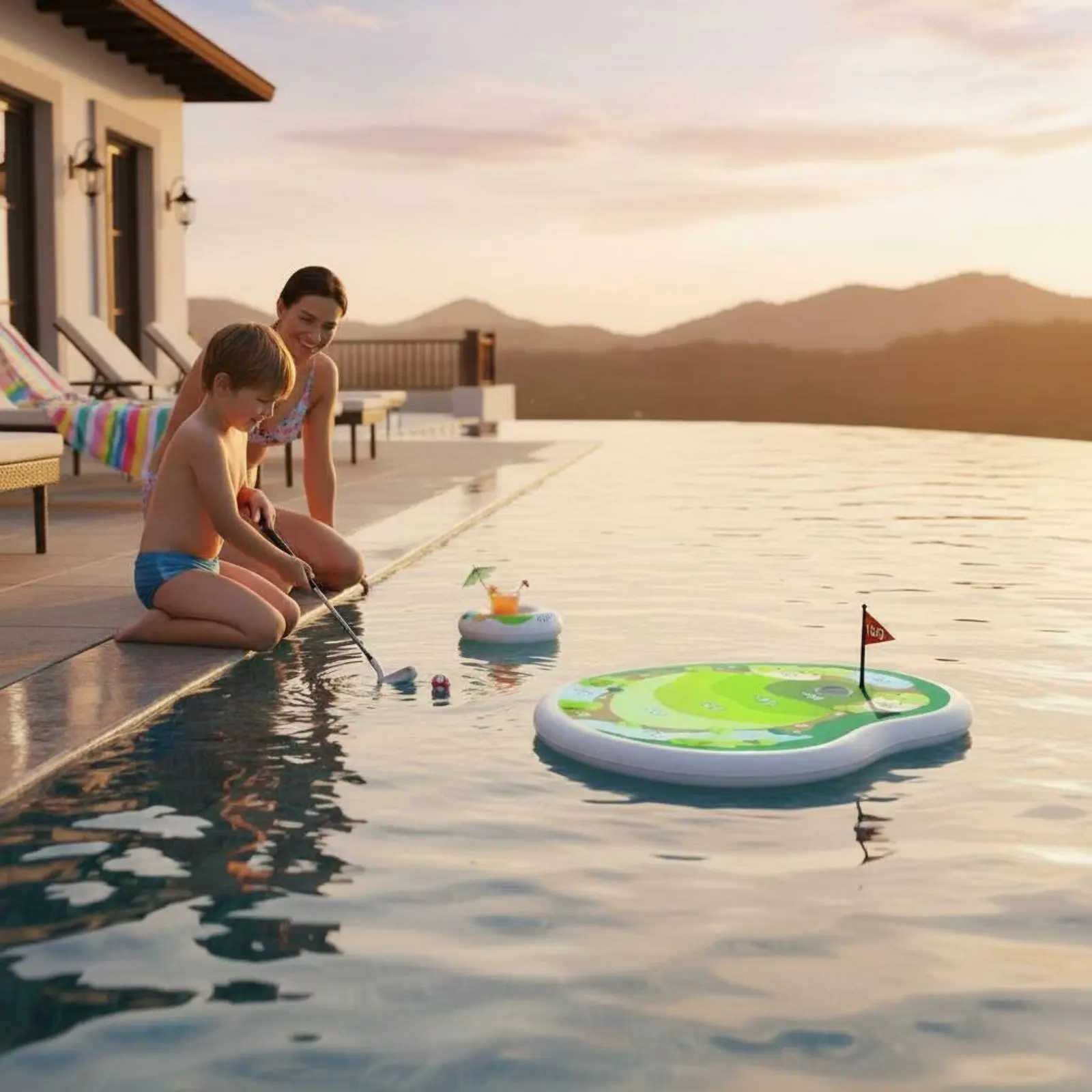 

Inflatable Putting Pool Game Great Gift Inflatable Putting Game Multi-Use Play Built-in Scoring for Family, Backyard, Beach
