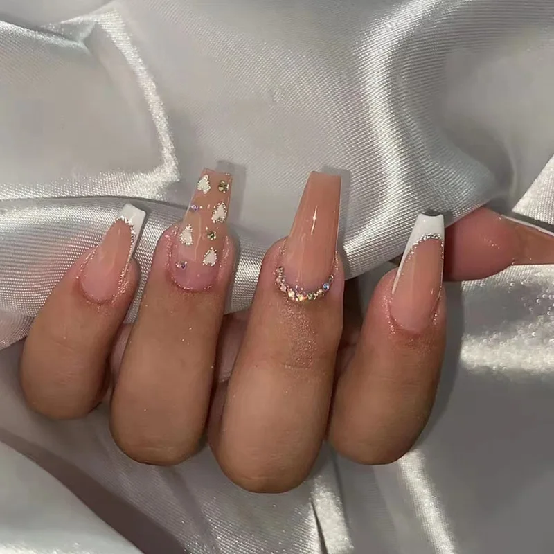 24 pieces of French minimalist short nails, pressed nails, fashionable women's wearing nails, including 1 jelly and 1 nail file