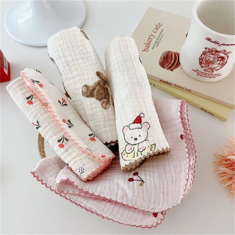 

Baby Facecloth Cotton Drooling Bibs Square Burp Cloth for Infant Baby Sweat Wipe Cloth Neck Scarf High Absorbent 4Pcs