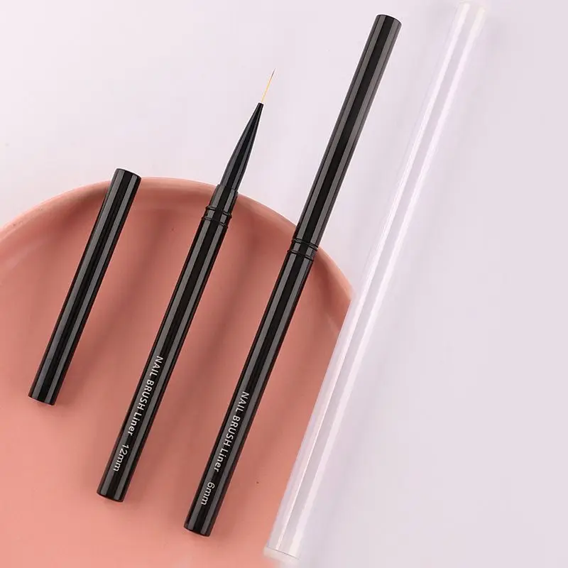 6/9/12/15/18mm Black Metal Handle Art Liner DIY Painting Brush Drawing Lines Stripe Flower Painting Pen UV Gel Brush