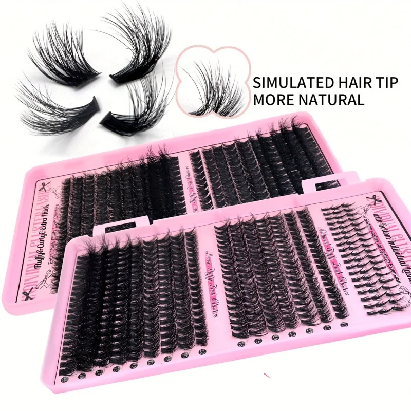 Zestaw do samodzielnego przedłużania rzęs, pojedyncze puszyste kępki rzęs z klejem i pęsetą, mieszane rzęsy dolne 40D/60D/80D/100D