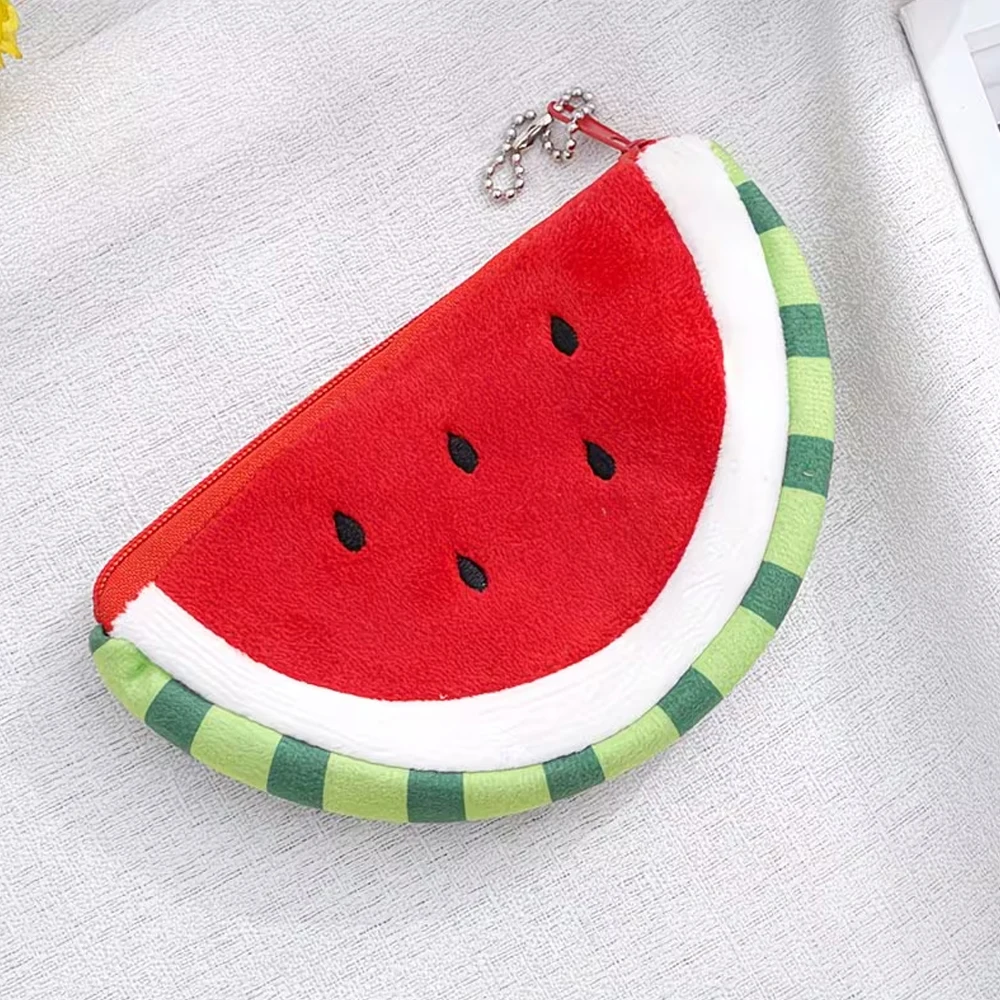 Cartoon Fruit Plush Coin Purse - Soft Elastic Fabric Wallet, Back-To-School Essential, Christmas Gift