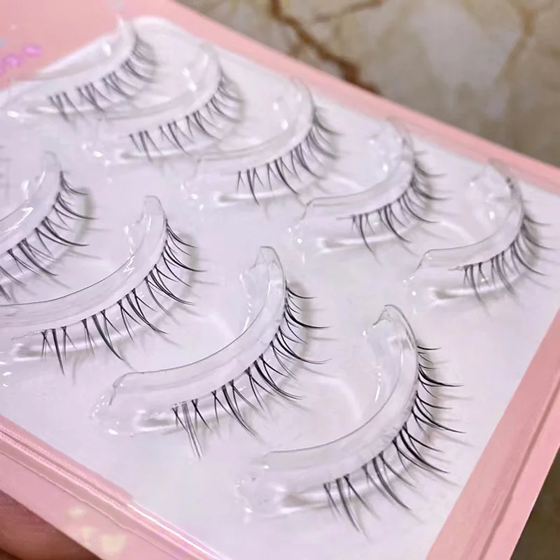 5 Pairs Manga Unteren Wimpern Süße Kühlen Heiße Mädchen Wimpern Transparent Kunststoff Weichen Bequemen Segmentiert Japanischen Nude Make-Up